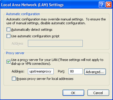 Internet Explorer proxy configuration UI